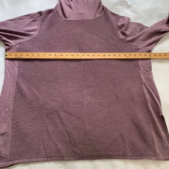 Artisan NY light plum cowl neck drawstring ribbed long sleeve athleisure top - Picture 9 of 11